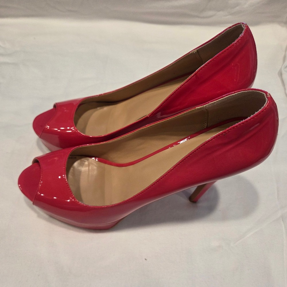 Hot Pink Patent Peep Toe Platform Stiletto Pumps Womens15/Men 13.5 W289-6